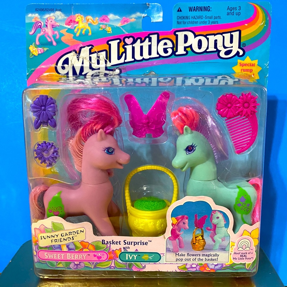 MY LITTLE PONY G2 1997 SUNNY GARDEN FRIENDS BASKT SURPRISE SWEET BERRY & IVY